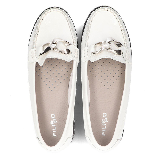leather loafers Filippo 10133 white lacquered