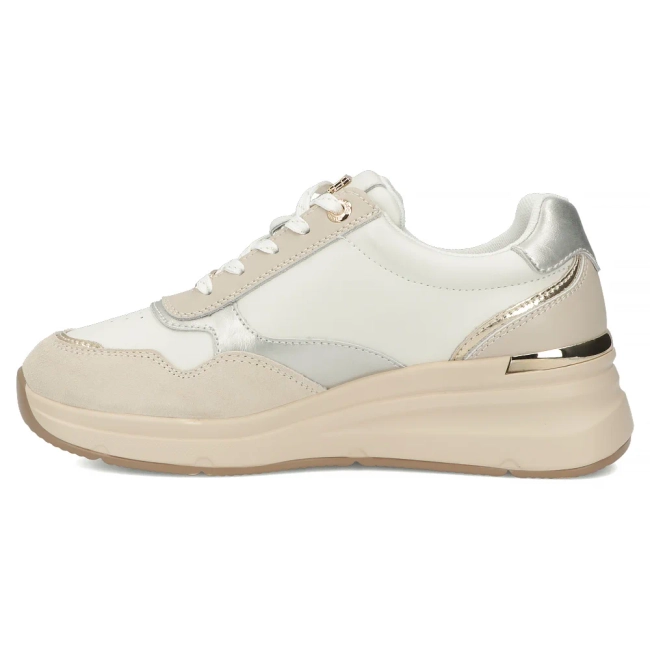 Skórzane sneakersy Filippo DP7767/26 WH biało-beżowe