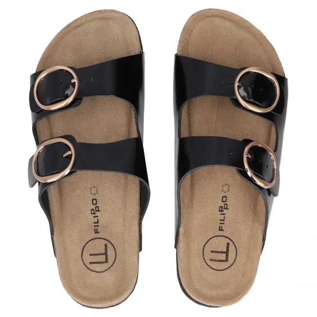 Skórzane klapki Filippo DK7061/25 BK L czarne