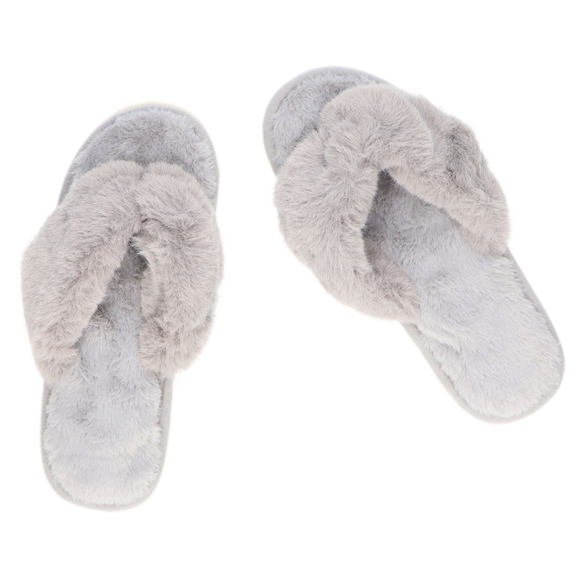 Slippers fur flip-flops gray