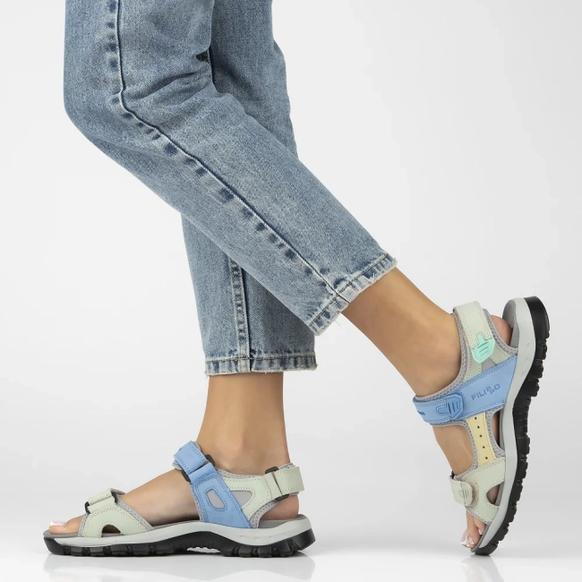 Leather sandals Filippo DS7033/25 BL GE blue and green