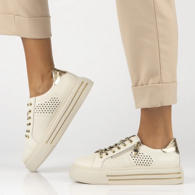 Leather sneakers Filippo DP6704/25 BE beige