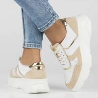Skórzane Sneakersy Filippo DP4579/24 WH BE biało beżowe