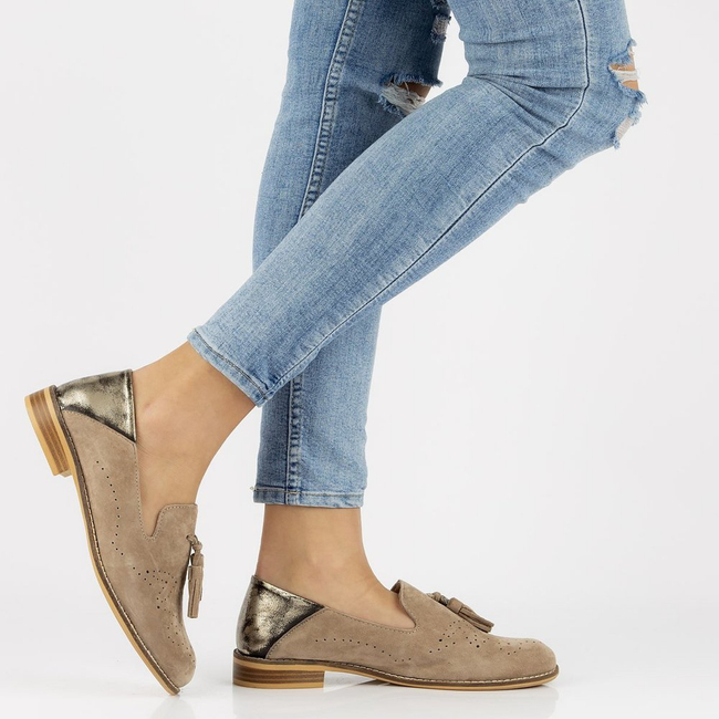 Skórzane mokasyny Filippo DP2332/21 BE beżowe