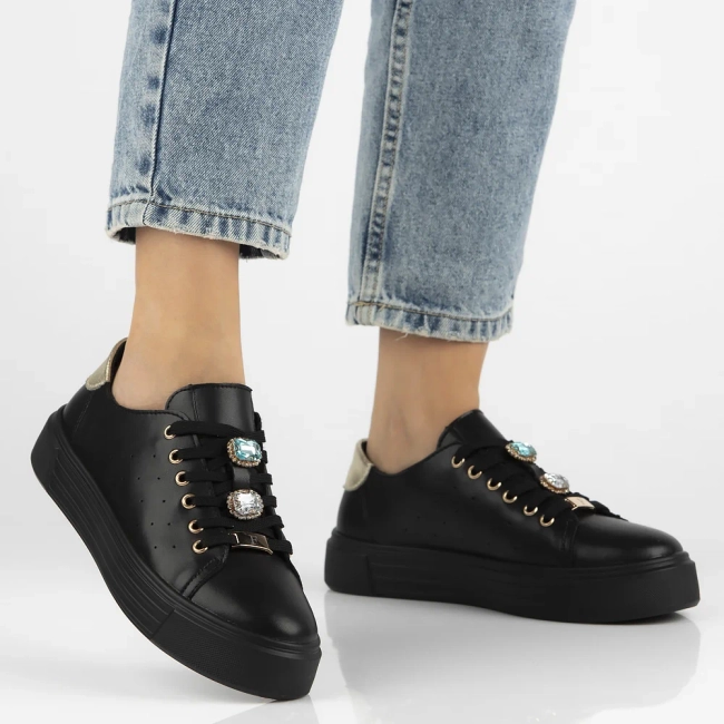 Leather sneakers Filippo DP6854/25 BK black