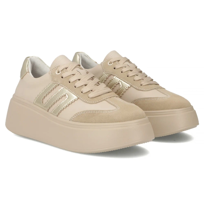 Leather sneakers Filippo DP7289/25 BE GO beige