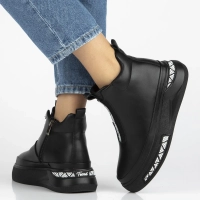 Skórzane botki na platformie Filippo DBT7277/25 BK czarne