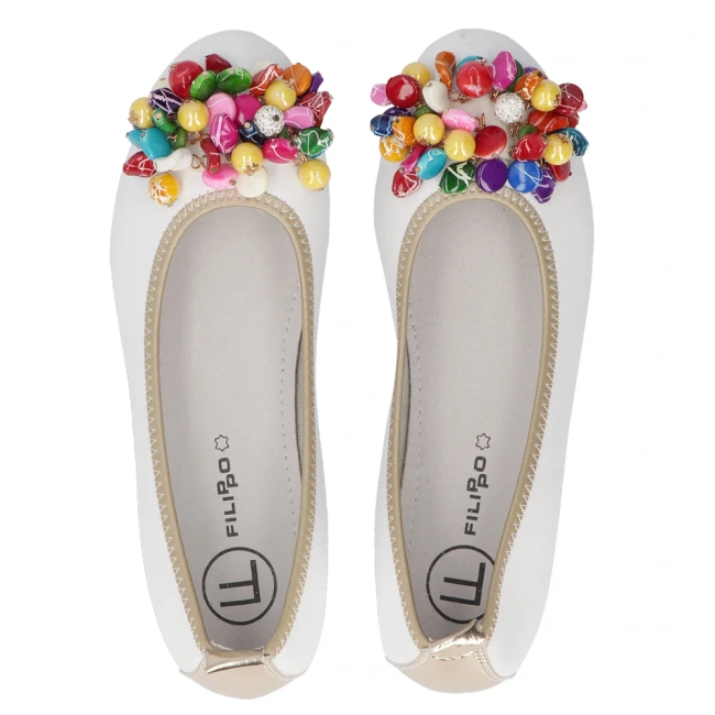 Skórzane baleriny Filippo DP6159/25 WH białe