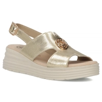 Skórzane sandały na koturnie Filippo DS6712/25 GO złote