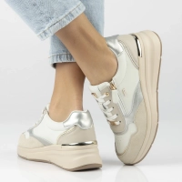 Skórzane sneakersy Filippo DP7767/26 WH biało-beżowe