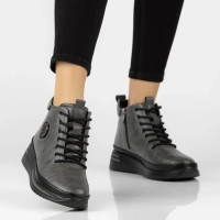 Leather platform ankle boots Filippo DBT4215/26 GR grey