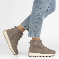 Skórzane botki na platformie Filippo DBT7160/25 TP taupe