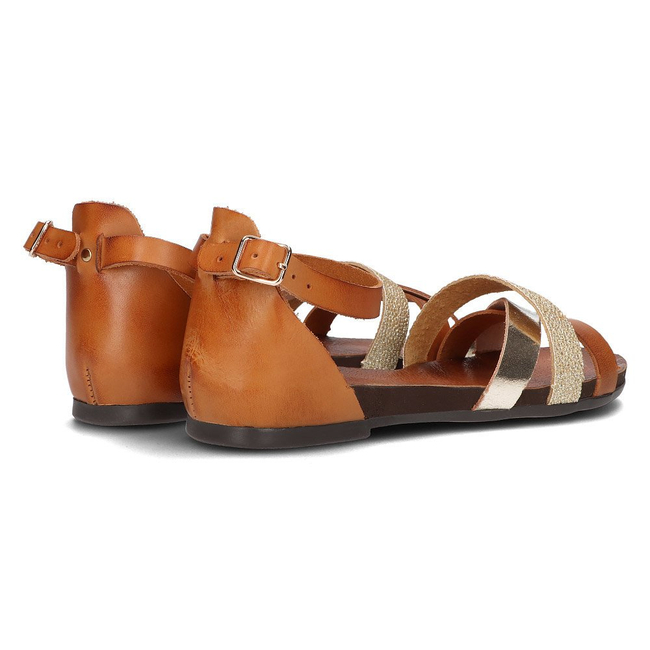 Skórzane sandały Filippo 40225 brązowo-złote