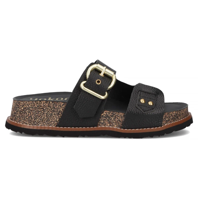 Leather flip-flops Yokono OCA-252 OPAK NEGRO black