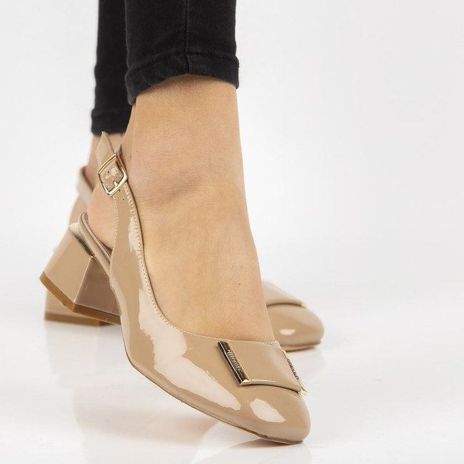 Czółenka na obcasie FILIPPO DP2086/21 BE beżowe