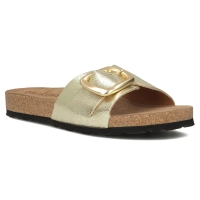 Leather flip-flops Yokono JERBA-114 SAMOA PLATINO gold