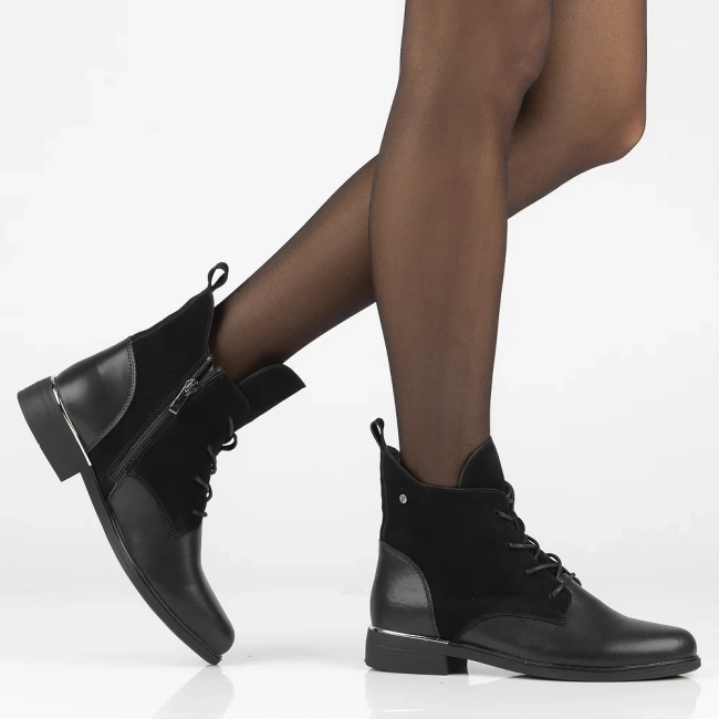 Skórzane trzewiki Filippo DBT4749/25 BK czarne