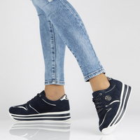 Skórzane Sneakersy Filippo DP3682/22 NV granatowe