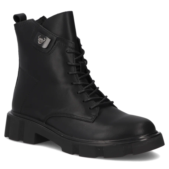 Skórzane botki na obcasie Filippo DBT7131/25 BK czarne