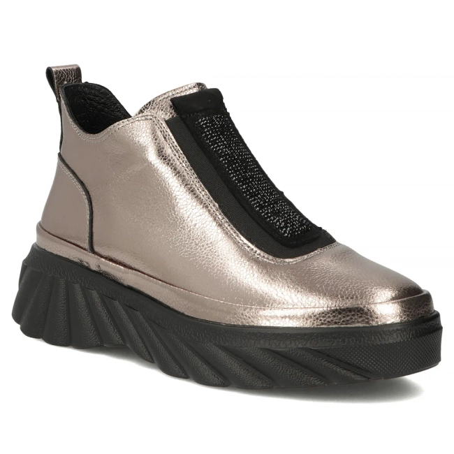 Skórzane botki na platformie Filippo DBT7426/25 GN gun metal