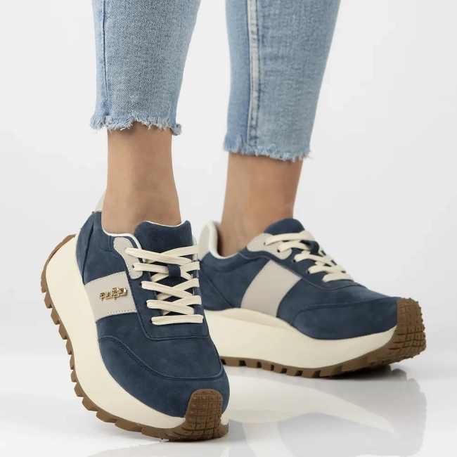 Skórzane sneakersy Filippo DP6785/25 BL niebieskie