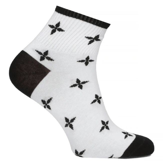 Women's Socks Oemen S019 BLK WHT flowers