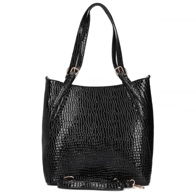 Czarna torebka shopper black croco