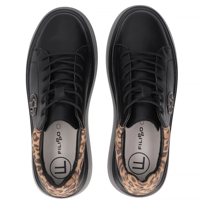 Leather sneakers Filippo DP6058/25 BK LEO black