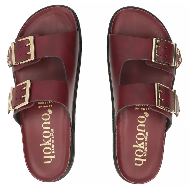 Leather flip-flops Yokono TUNEZ-262 ALASKA BURDEOS burgundy