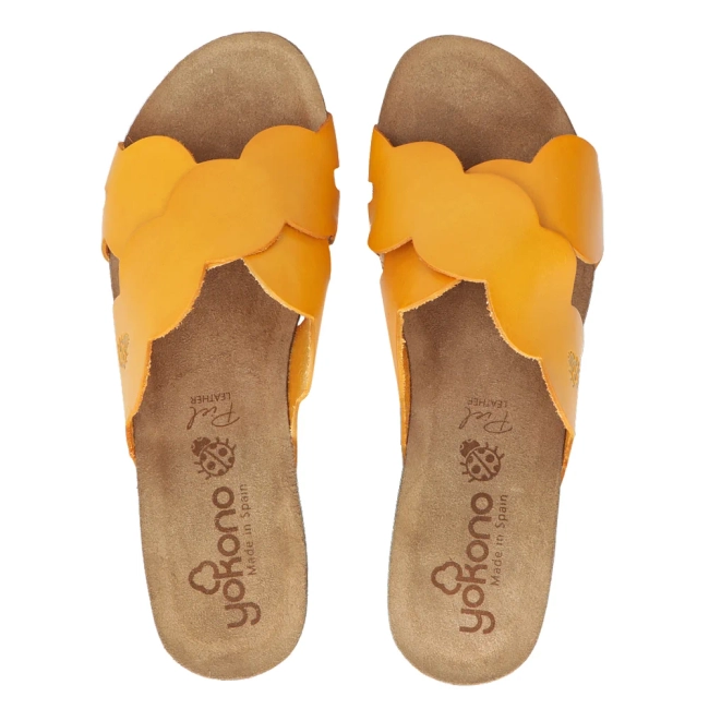 Skórzane klapki Yokono CADIZ-300 VAQ MANGO pomarańczowe