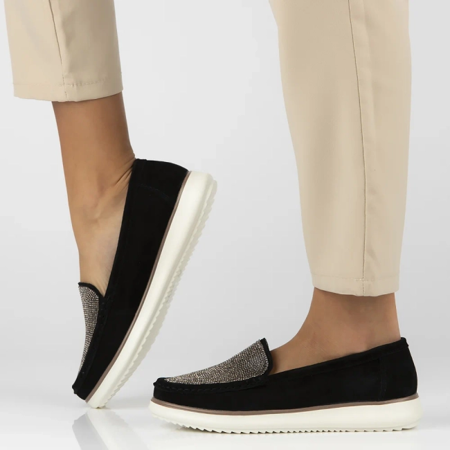 Skórzane mokasyny Filippo DP6759/25 BK czarne