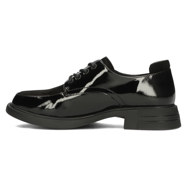 Skórzane półbuty na obcasie Filippo DP6007/23 BK czarne