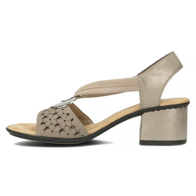 Leather sandals Rieker 64677-64 beige