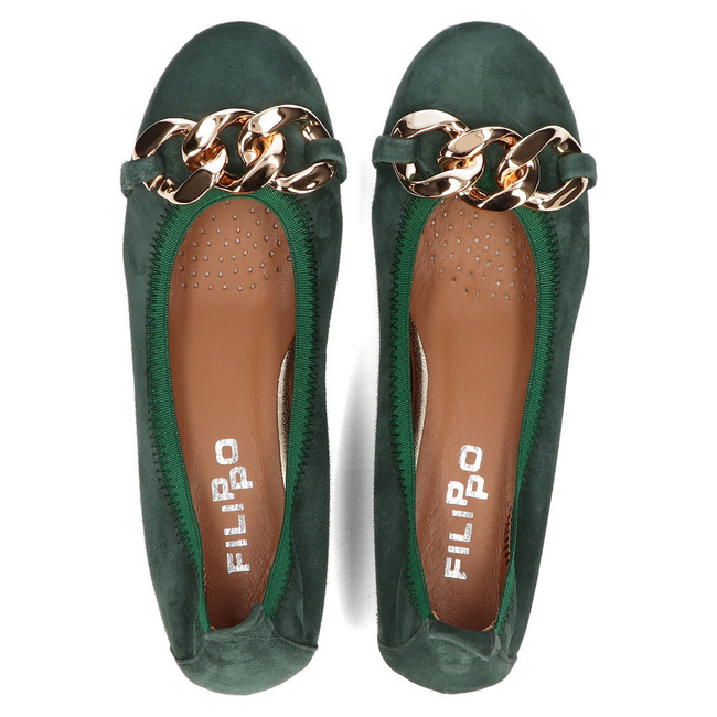 Skórzane baleriny Filippo 894 zielone