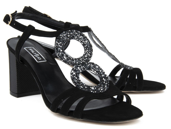 Sandały Filippo 1453 czarny zamsz