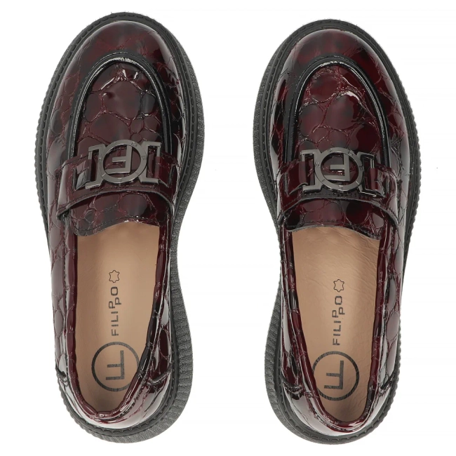 Leather platform shoes Filippo DP8294/26 BG burgundy