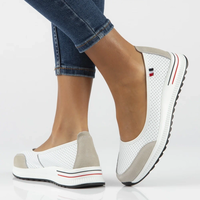 Leather shoes Filippo DP6134/25 WH GR white-grey