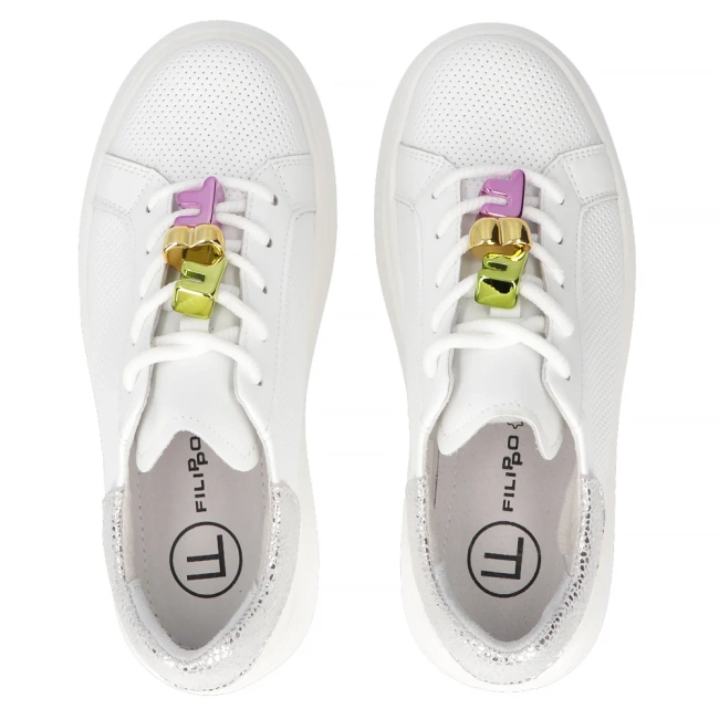 Skórzane sneakersy Filippo DP6793/25 WH białe