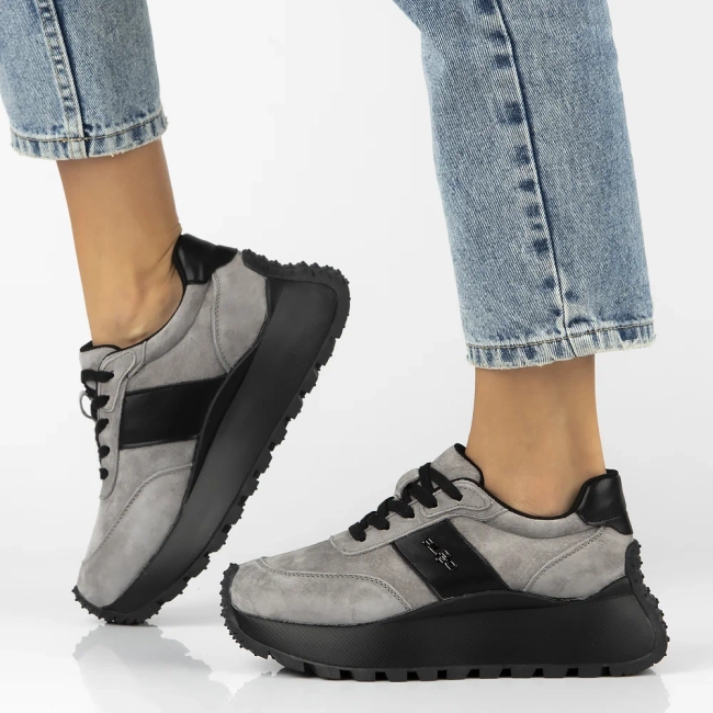 Leather sneakers Filippo DP6785/25 GR grey