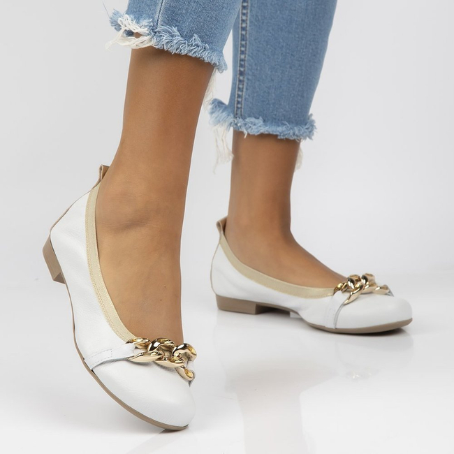 Skórzane baleriny Filippo 100 białe