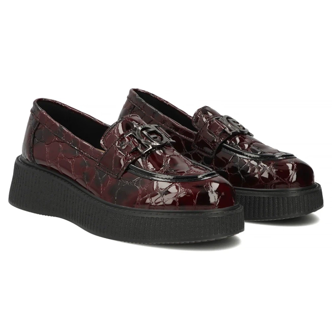 Leather platform shoes Filippo DP8294/26 BG burgundy
