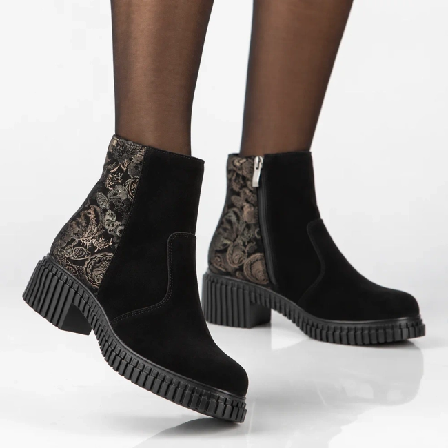 Leather heeled ankle boots Filippo DBT8068/26 BK MLT black