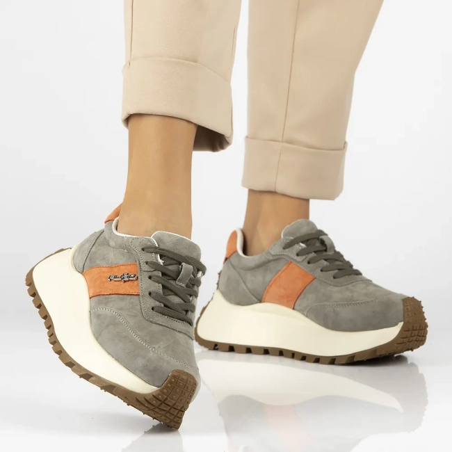 Skórzane sneakersy Filippo DP6785/25 KH OR khaki