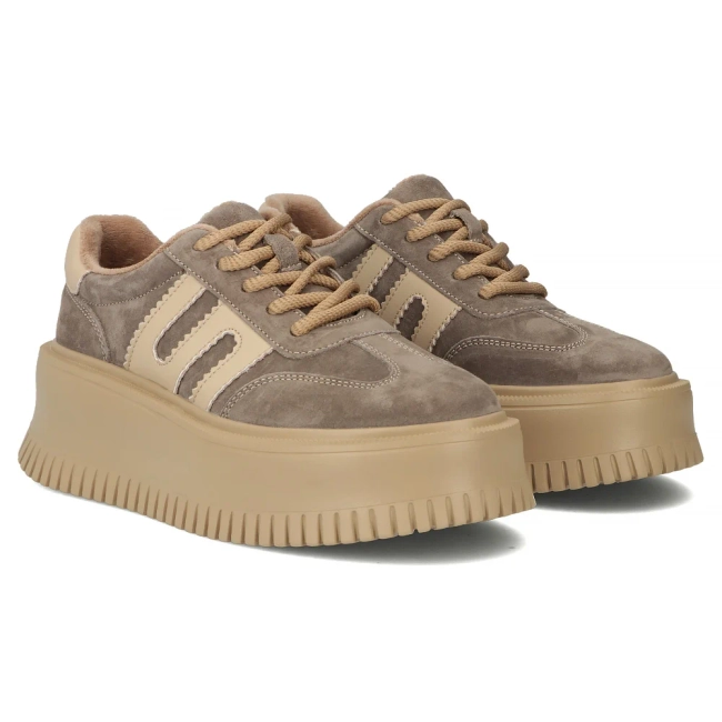 Skórzane sneakersy Filippo DP7111/26 TP taupe