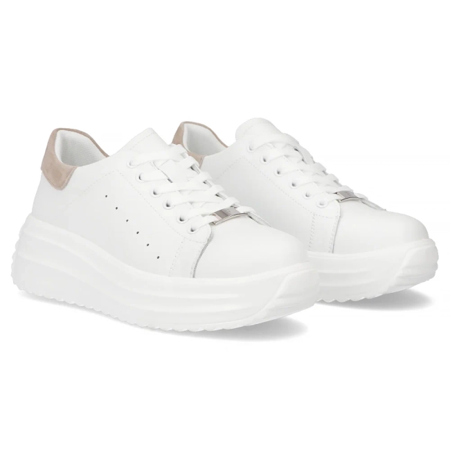 Leather sneakers Filippo DP6739/26 WH BE white