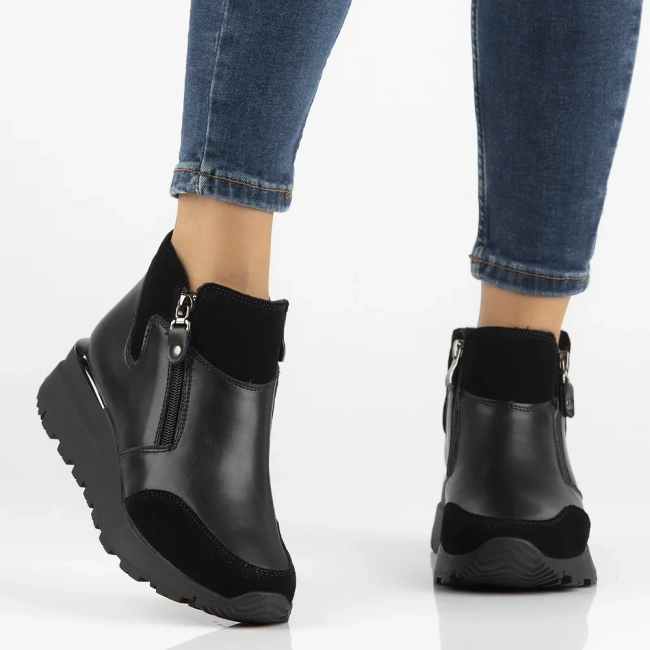 Leather ankle boots DBT6348/24 BK black