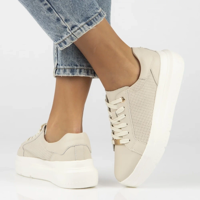 Skórzane sneakersy Filippo DP6731/25 BE beżowe