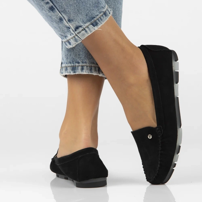 Skórzane mokasyny Filippo DP2037/25 BK czarne