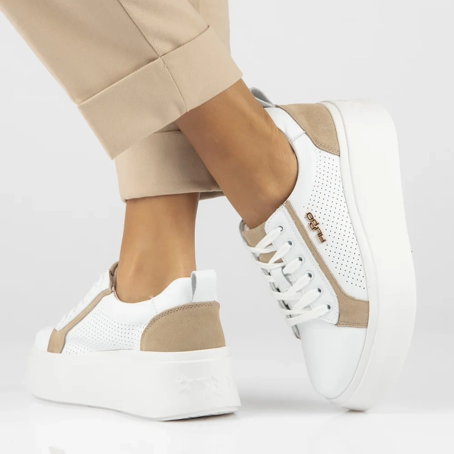 Skórzane Sneakersy Filippo DP6170/24 WH białe