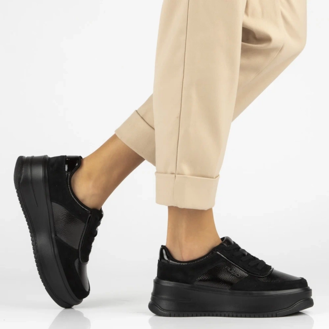 Leather sneakers Filippo DP7124/25 BK black